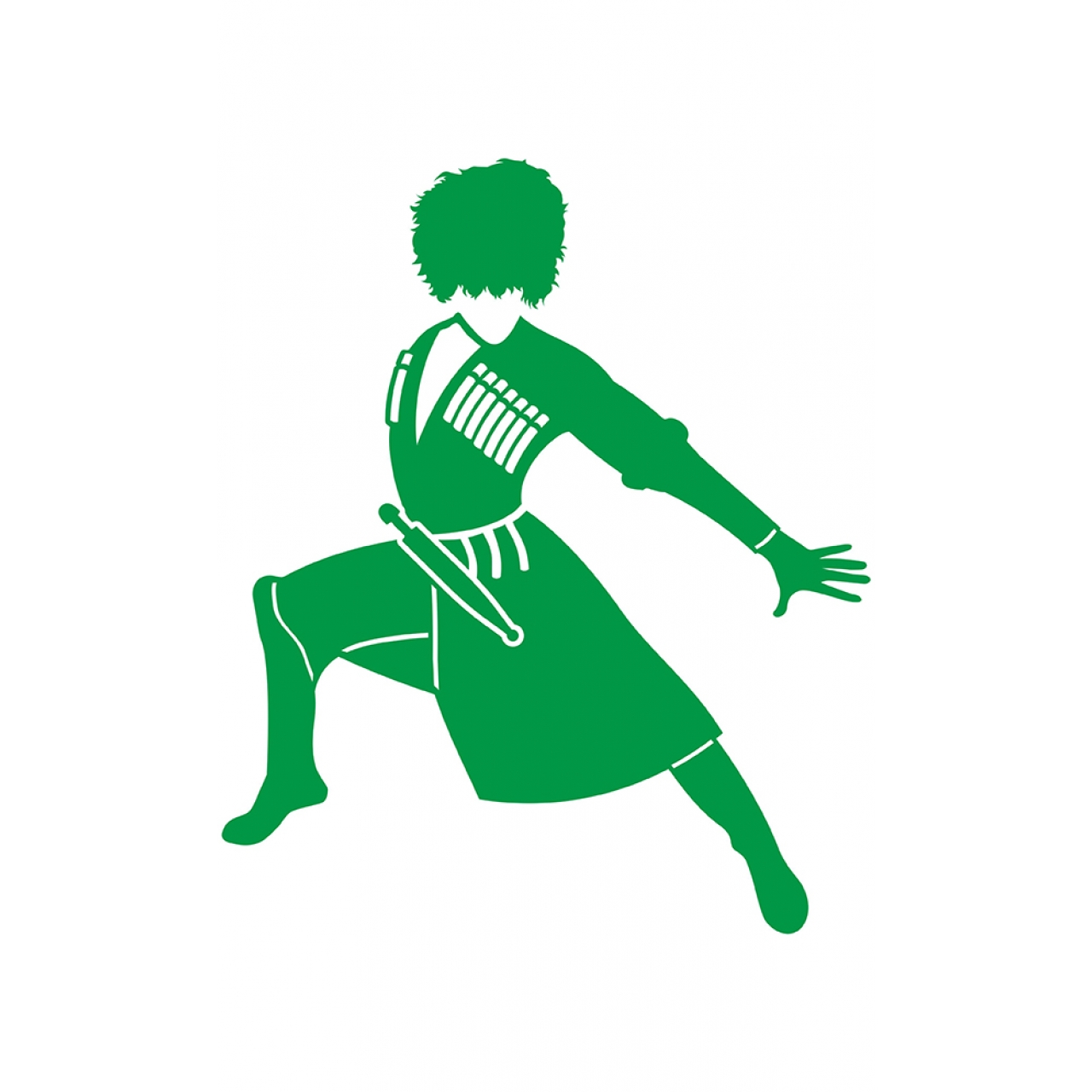 Kafkas Dansçı Folyo Kesim Etiket (Yeşil) 15 Cm 