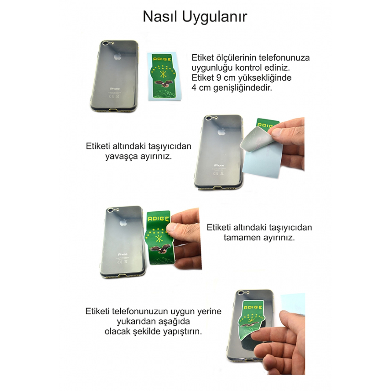 Adige Çerkes Bayrak Telefon Tablet Etiketi