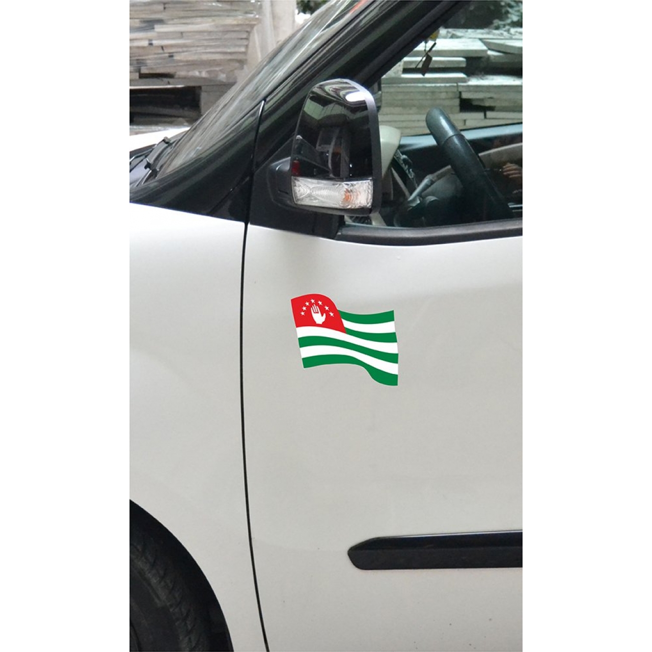 Abhaz Dalgalı Bayrak Etiket 15x12 cm