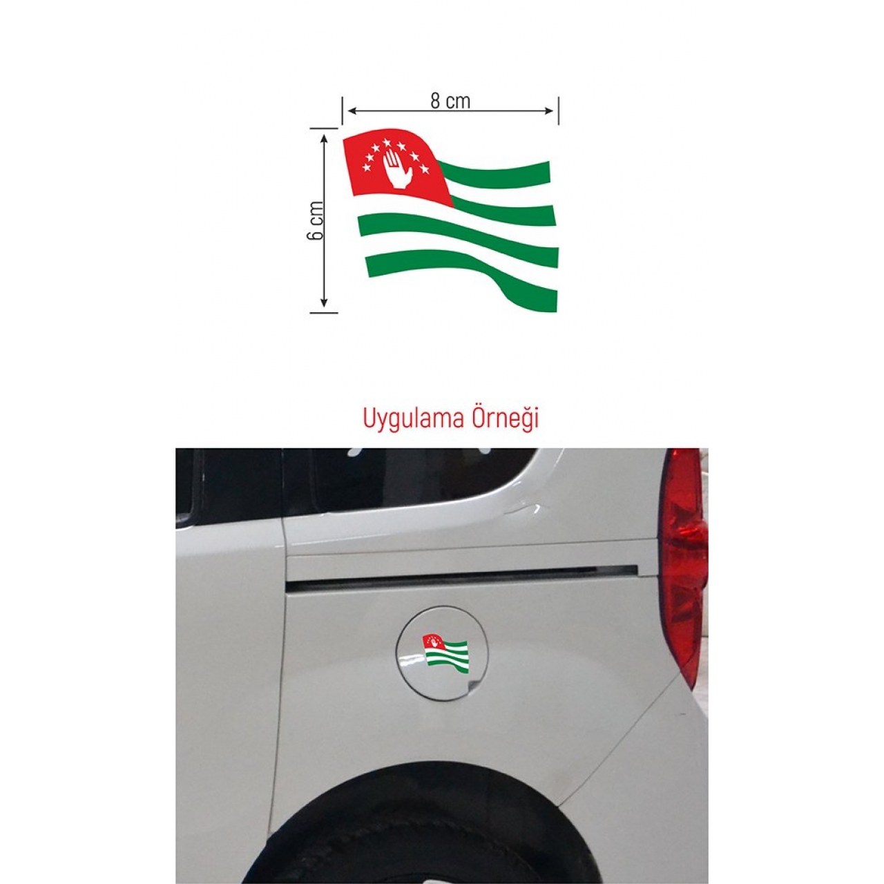 Abhaz Dalgalı Bayrak Etiket 8x6 cm