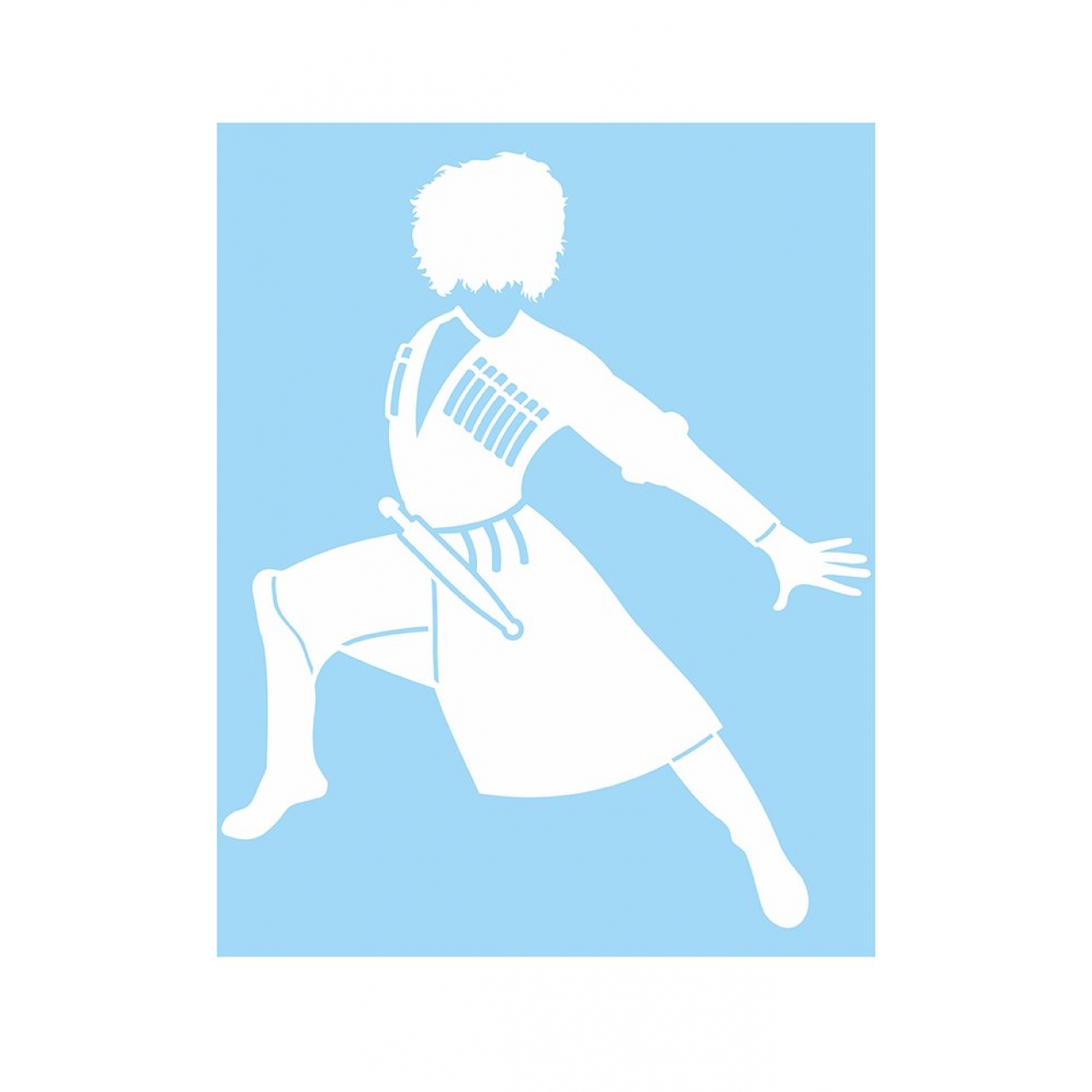 Kafkas Dansçı Folyo Kesim Etiket (Beyaz) 15 Cm 