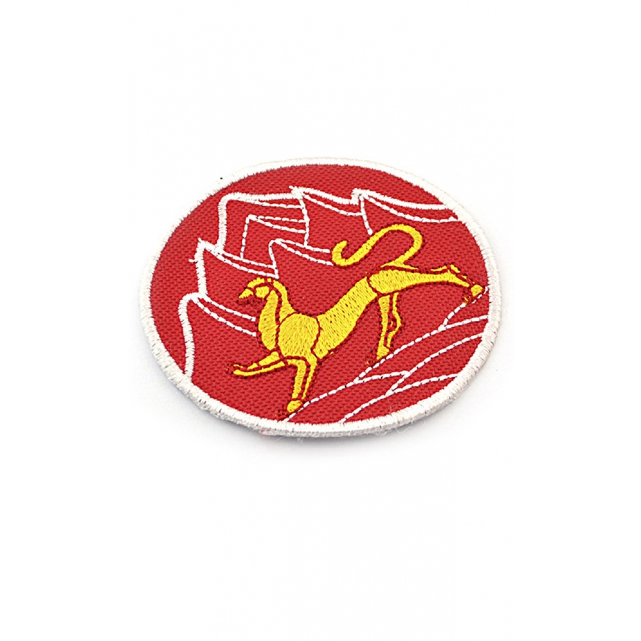 Oset Bayrak Nakışlı, Yuvarlak Etiket (Kırmızı) Çapı 8 cm