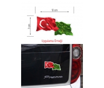 Adige - Türk Dalgalı Bayrak Etiket 13x7 cm