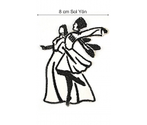 Kafkas Dans Figür Nakışlı Etiket (Beyaz) 10x8 CM 