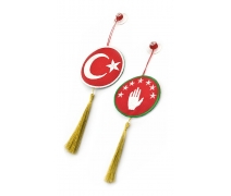 Türk - Abhaz Bayrakları Nakışlı Ayna Süsü 