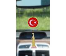 Türkiye Bayrak Ayna Süsü Yuvarlak 