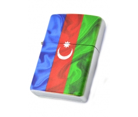 Azerbaycan Bayrak Baskılı Çakmak (Krom)