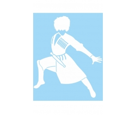 Kafkas Dansçı Folyo Kesim Etiket (Beyaz) 15 Cm 